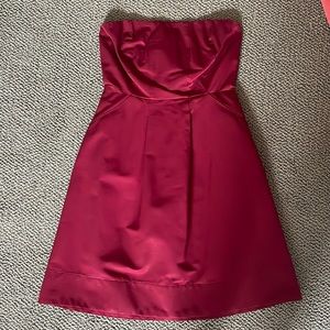 Burgundy Strapless Cocktail Mini Dress